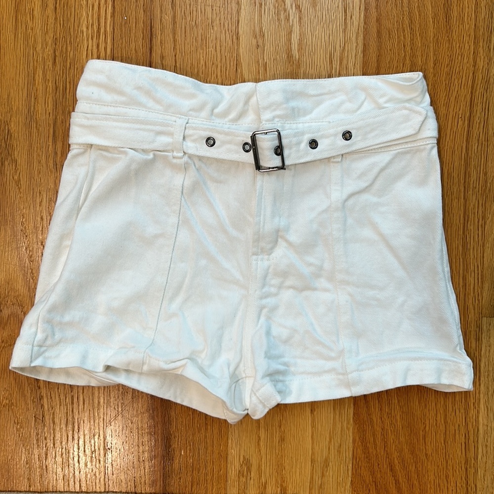 White High Rise Shorts
